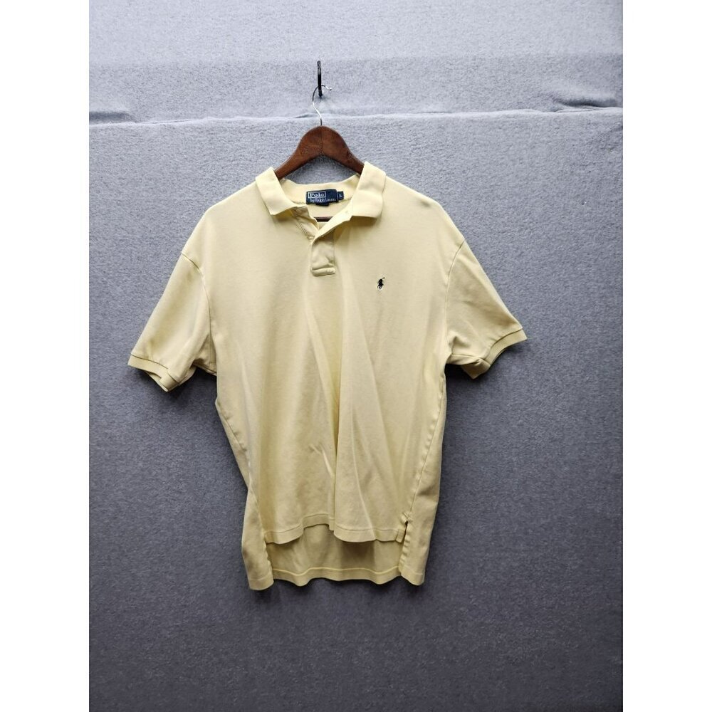 Polo By Ralph Lauren Mens Yellow‎ Short Sleeve Polo Shirt L 100% Cotton
